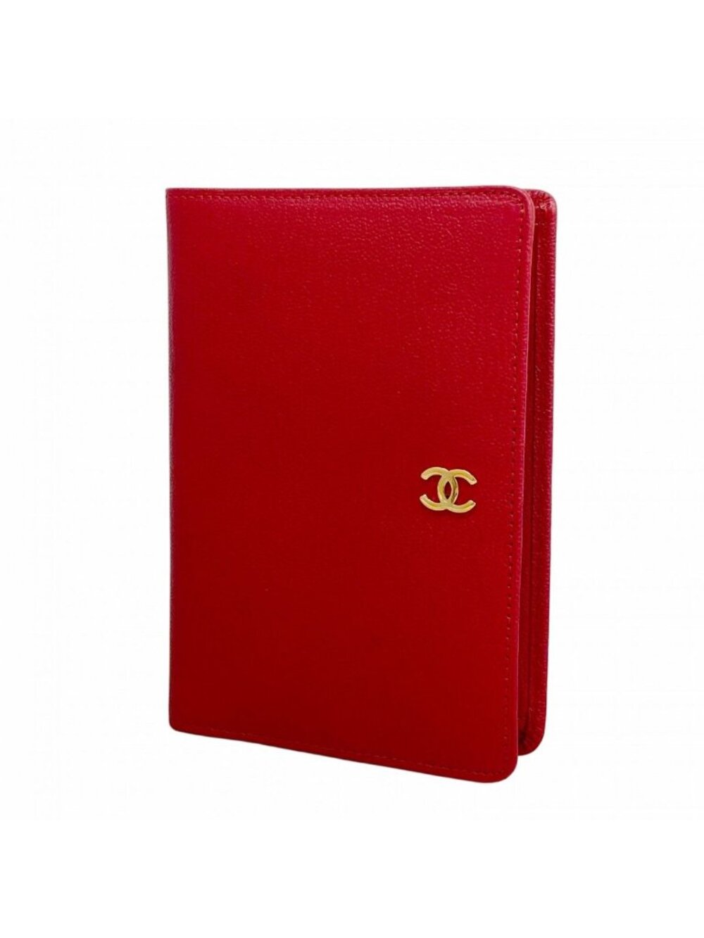 Chanel Wallet Leather Red Gold